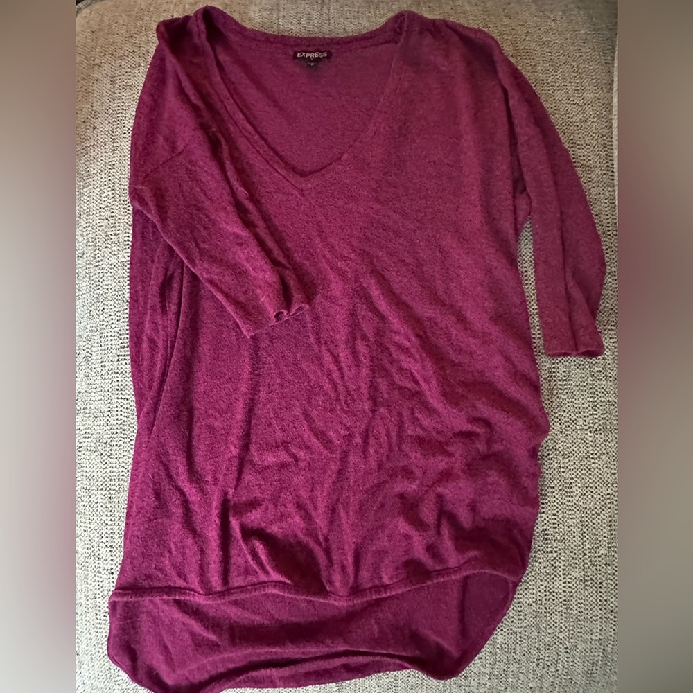 Express, Magenta Oversized Sweater Tee, Small,